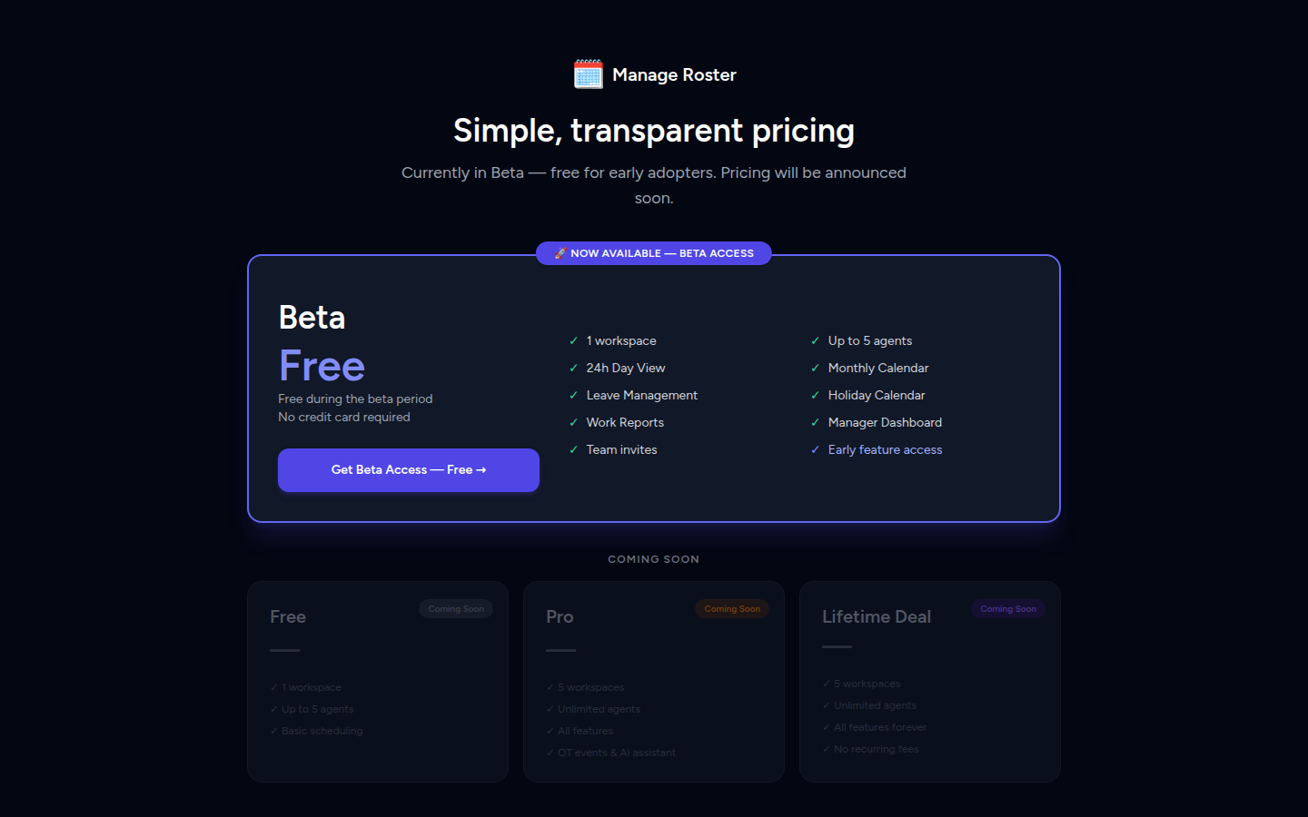 Pricing plans page — compare Free, Pro, and LTD plan options