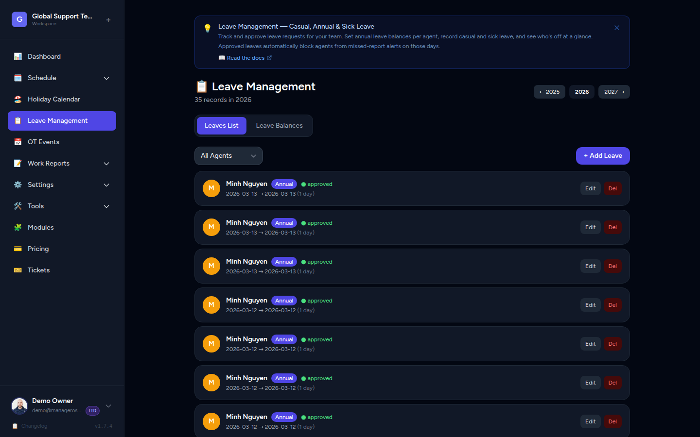 Leave request and approval